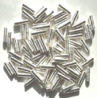 100 10x3mm Bright Silver Plated Coil Tube Beads